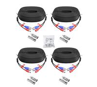 ZOSI Pack de 4 Câble Vidéo BNC Rallonge Extension 30m pour Kit Surveillance | Câble Coaxial pour Camera de Surveillance Analog/CVI/AHD/TVI 1080p
