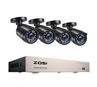 ZOSI Système de caméra de sécurité à domicile 2MP, résolution HD 1080P, vision nocturne jusqu'à 80 pieds, 8CH DVR avec 4 caméras-a, 1T