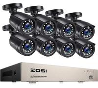 ZOSI Système de caméra de sécurité à domicile 2MP, résolution HD 1080P, vision nocturne jusqu'à 80 pieds, 8CH DVR avec 8 caméras-a, 1T