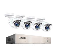 ZOSI Système de caméra de sécurité à domicile 2MP, résolution HD 1080P, vision nocturne jusqu'à 80 pieds, 8CH DVR avec 4 caméras, 1T