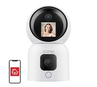 ZOSI 6MP Caméra Intérieure WiFi avec Double Objectif Écran Intérgré, Appel Vidéo en Un Clic ou par Geste OK, Détecton Humaine et Suivi Automatique, 2.4G/5G Caméra 360°, Alerte Instantané, C528M6