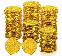 ZOSIGN 100 Pièces d'or Pirate en Plastique, Répliques de Pièces de Monnaie Doublons Espagnols, Trésor Pirate pour Chasse au Trésor, Anniversaire, Halloween et Événements à Thème Aventure