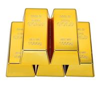 ZOSIGN 5 Pièces Lingots d'Or, Répliques en Plastique - Presse-Papier Butoir de Porte pour Chasse au Trésor et Thèmes Pirate (1000g)
