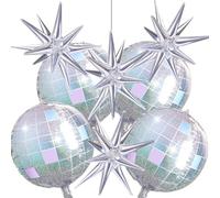 ZOSIGN Ballon Disco, Ballon Disco 8 Pièces, 22 Pouces Énormes Ballons Aluminium 4D, Décoration de fête disco, Accessoires Disco, pour Annee 70 80 90 Fete Mariage Fête de Danse Disco Carnaval