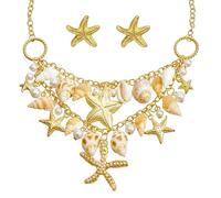 ZOSIGN Sirène Bijoux, Bijoux Étoile de Mer, Collier Étoile de Mer, Collier Ras de Cou Coquillage, Convient Aux Femmes Et Aux Filles, Costumes de Carnaval, D'halloween Et de Fête