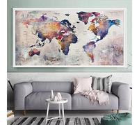 Zosoore Peinture Diamant 5d complet grand format Carte du monde 40x100cm,DIY diamond painting accessoire Square diamant Tableau Perle Broderie Diamant Arts Artisanat pour Maison Décoration Murale F68
