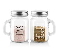 ZOSUJO Ensemble salière et poivrière en verre transparent de 118 ml - Décoration de cuisine pour la maison, les restaurants, les mariages - Ensemble de salières transparentes avec couvercles en acier