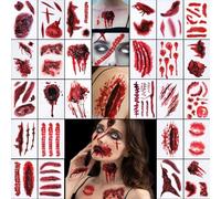 Zosutetoxo 30 Grands Autocollants de Tatouages d'Halloween pour Visage & Corps