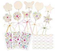 Zosutetoxo kit de fabrication de baguettes magiques de fée de 23 pièces avec 10 bâtons en bois 10 rubans 3 feuilles d'autocollants de bijoux baguettes de princesse DIY pour anniversaire d'enfant