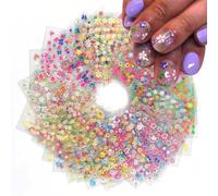 Zosutetoxo Stickers, autocollants pour ongles autocollants pour nail art, fleurs 3D cœur papillon autocollants pour ongles comme accessoires de design d'ongles pour femmes et filles