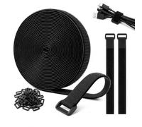 Zoswj Sangles de câble réglables de 5 m x 2,5 cm avec 25 boucles, attaches de câble réutilisables en nylon résistant à couper à la longueur pour la maison, le bureau, le PC, la gestion des câbles
