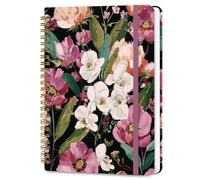 ZOTIA Carnet à spirale ligné pour femme, format A5 pour écrire, carnet de notes à couverture rigide pour le travail, la prise de notes et les fournitures scolaires de bureau, 140 pages - Blush Garden