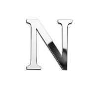 ZoTuoART 3D Argent Épaississant Acrylique Miroir Lettres - Combinaison Libre Miroir Auto-adhésif - Bricolage Sécurité Incassable Miroir Stickers Muraux Décor - Lettre N