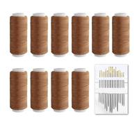 ZoTuoART Lot de 10 bobines de fil à coudre multicolore 183 m - 1 lot de fils à coudre (10 pièces) et 1 lot d'aiguilles (16 pièces) - Couleur camel