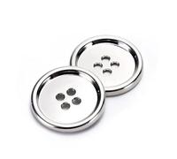 ZoTuoART Lot de 20 boutons ronds en métal plats à 4 trous en alliage miroir lisse pour costumes, manteaux, chemises, accessoires de vêtement faits à la main, 10 mm Argenté