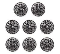 ZoTuoART Lot de 8/10 boutons creux en métal sculpté en forme de fleur pour vêtements, loisirs créatifs, couture - Noir - 22 mm