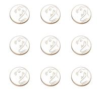 ZoTuoART Lot de 9 boutons ronds en métal minimaliste - Pour dessin de ligne minimaliste, portrait, huile, gouttelettes - Boutons de rechange - Accessoires de vêtements - Blanc - 28 mm