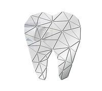 ZoTuoART Miroir mural en acrylique en forme de dent - Carreaux de miroir incassables - Décoration murale - Miroir autocollant pour la maison - Décoration dentaire - Argent XXL 76 x 94 cm