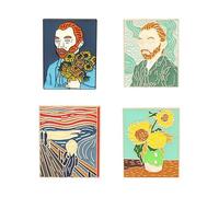 ZoTuoART Van gogh - Lot de 4 broches en émail Edvard Munch - Œuvres d'art célèbres broches et épingles à bijoux pour vêtements, sacs, chapeaux