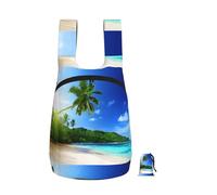 Zouey Sac à dos pliable en polyester, portable et réutilisable, idéal pour les voyages et le shopping. Fermeture éclair. Motifs océan, ciel d'Hawaï et paysage nordique.