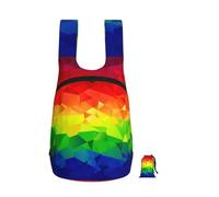 Zouey Sac à dos pliable en polyester, portable et réutilisable, idéal pour les voyages et le shopping. Fermeture éclair et attaches arc-en-ciel colorées.