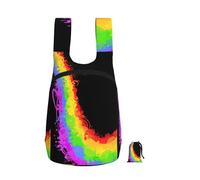 Zouey Sac à dos pliable en polyester, portable et réutilisable, idéal pour les voyages et le shopping. Fermeture éclair. Motif arc-en-ciel « Love Wins ».