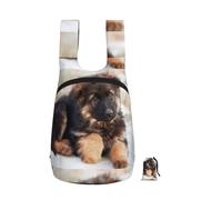 Zouey Sac à dos pliable en polyester, portable, idéal pour les voyages et le shopping, avec fermeture éclair et imprimé chiots bergers allemands.