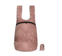 Zouey Sac à dos pliable en polyester, portable, idéal pour les voyages et le shopping, avec fermetures éclair et une magnifique finition or rose moderne.