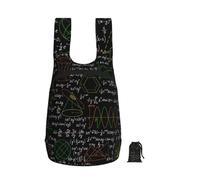 Zouey Sac à dos pliable en polyester, portable, idéal pour les voyages et le shopping. Fermeture éclair. Motifs mathématiques noirs. Formule mathématique.