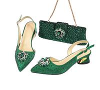 ZouoYYii Ensemble de sandales et sac assorti pour femme - Bout pointu - Talons fins pour mariage et fête d'été, EN8, 41.5 EU