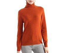 ZouoYYii Pull à col roulé en laine pour femme - Automne et hiver - Chaud - Manches longues - Pull tricoté, Orange 1, L