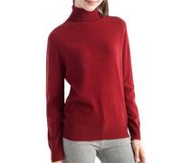 ZouoYYii Pull à col roulé en laine pour femme - Automne Hiver Chaud Manches Longues Pull Top, Rouge, S