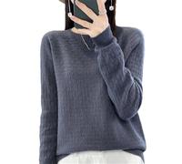 ZouoYYii Pull Femme Laine Mérinos - Chaud Doux Tricot Pull Col Rond Manches Longues Casual Automne Hiver Mode Tops, Gris foncé 9., L