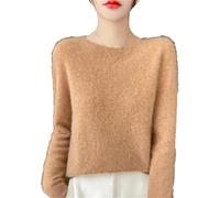 ZouoYYii Pull Femme Laine Mérinos - Couleur Unie Col Ras du Cou Manches Longues Pull Top pour Automne et Hiver, Eee2, S