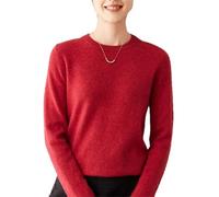 ZouoYYii Pull pour femme de couleur unie - Chaud et doux - Col rond - Manches longues - Pull tricoté pour l'automne et l'hiver, rouge 2, M
