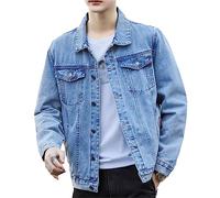 ZouoYYii Veste En Jean Pour Hommes Décontracté Coton Noir Jean Slim Délavé Rétro Classique Bleu Jean Manteau Pour Hommes Vêtements