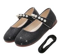 ZOUPREME Chaussure Princesse Fille Elsa Plates, Basket Enfant Costum Ballerines for Fête Spectacles Mariage (B3-Black,24)