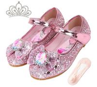 ZOUPREME Chaussure Princesse Fille Elsa Plates, Basket Enfant Costum Ballerines for Fête Spectacles Mariage (A3-Pink,30)