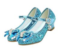ZOUPREME Chaussures de Princesse Brillantes pour Filles, Basket Mary Jane à Talons Bas, Sandales élégantes à Scratch (A-Blue,34)
