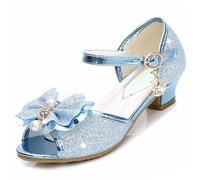ZOUPREME Chaussures de Princesse Brillantes pour Filles, Basket Mary Jane à Talons Bas, Sandales élégantes à Scratch (C-Blue,31)