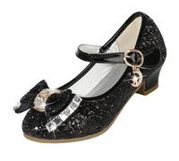 ZOUPREME Chaussures de Princesse Brillantes pour Filles, Basket Mary Jane à Talons Bas, Sandales élégantes à Scratch