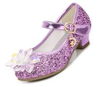 ZOUPREME Chaussures Talon Princesse Fille Décorés de Cristaux Paillettes Basket Mode pour Anniversaires Noël (Purple,30)