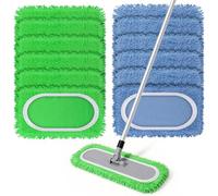 Zourglow 12 Pièces Lingettes Réutilisables pour Swiffer Sweeper | Serpillière de Rechange en Microfibre Lavables, Lingettes aux Sols Durs, Parquets, Carrelages, Vert + Bleu