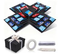 Zourglow 5 Couches Boîte Cadeaux Explosion, Réutilisable Boîte Surprise Explosion avec Ruban Adhésif et Ruban, DIY Boîte D'explosion pour Noël, Anniversaire, Saint-Valentin, Mariage