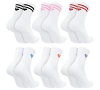 Zourglow 6 Paires Chaussettes Femme de Sport EU36-42, Respirantes Absorbantes Chaussettes Running Coeur, Blanc Chaussettes Hautes en Coton pour Fitness Tennis Cyclisme Athletic Randonnée