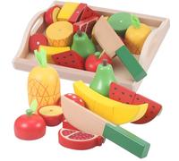 Zourglow Jouets en Bois Fruits à Découper, Aliments Dinette Enfant Jeu de Coupe Montessori avec Bois Panier, Cuisine Jeux Accessoire Aliment Nourriture pour Garçons Filles 2 3+ Ans