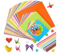 Zourglow Lot de 840 Feuilles de Papier Origami, Papiers Carrés Double Face Colorés de 10 cm/15 cm/20 cm et Étoiles, Feuille Cartonnée Couleur pour Artisanat DIY, Maison et École (20 Couleurs)