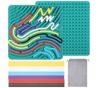 Zourglow Tableau D'activité Sensorielle pour Enfant 3+, Planche Sensorielle Montessori Double Face avec Sac Portable et 20 Cordes, Silicone Fidget Toys pour Soulager Stress, TDAH, Autisme