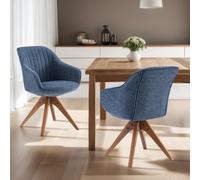 Zouron Chaise De Salle à Manger Pivotante 360° Lot De 2 - Pieds en Bois, avec Accoudoirs et Assise épaisse pour Cuisine, Bureau à Domicile, Bleu