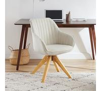 Zouron Lot de 1 Chaise de Salle à Manger,Chaise pivotante (360°), Fauteuil de Salon (Velours), Convient pour Le Bureau, Le Salon,offwhite